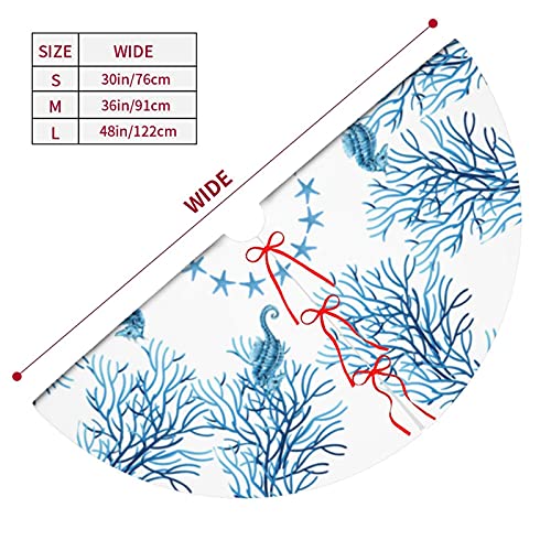 Merry Christmas Blue Starfish Seahorse Snowflake Christmas Tree Skirt, Christmas Holiday Party Outdoor Indoor Decoration Ornaments Christmas Tree Mat 36 Inches by Wizfuyq - Image 5