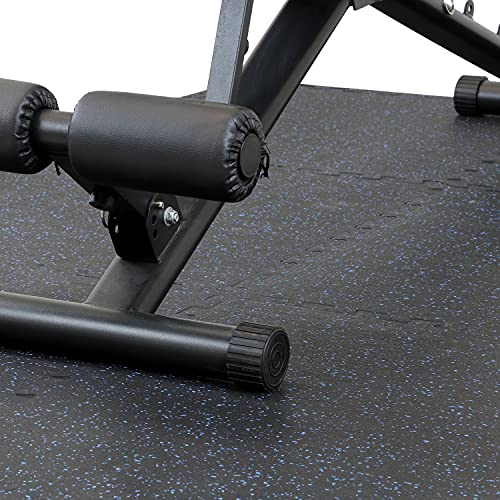 Xspec 1/2\" Thick 48 sq ft Rubber Top EVA Foam Exercise Gym Mat 12 Pcs | Interlocking Floor Tiles | Durable Grip Protective Flooring, Blue Black - Thumbnail 7