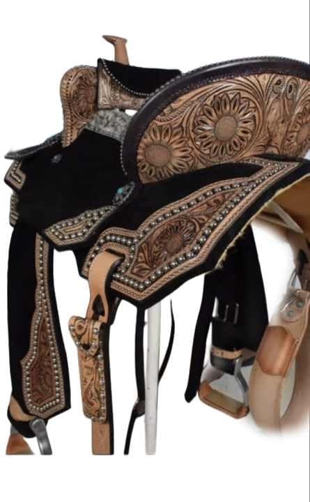 Western Wooden Tree Barrel Racing Horse Saddle Custom Cowboy Cowgirl Handmade Premium Leather Pleasure Comfort Trail Tack Equestrian Tooled Carved Saddle for Riding Size: 10-18 inch Seat, MO-02