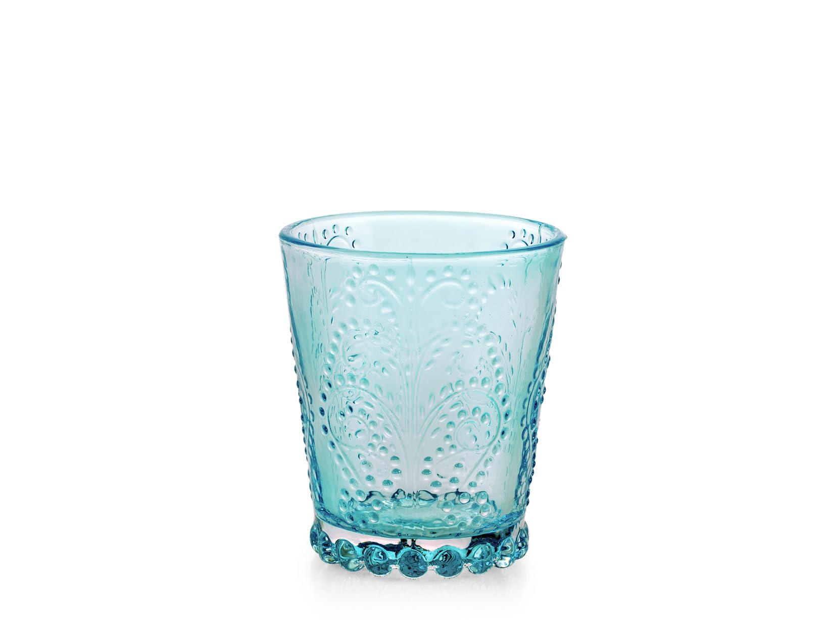 Verres de jardin en verre travaillé bleu clair H&H lavables au lave-vaisselle