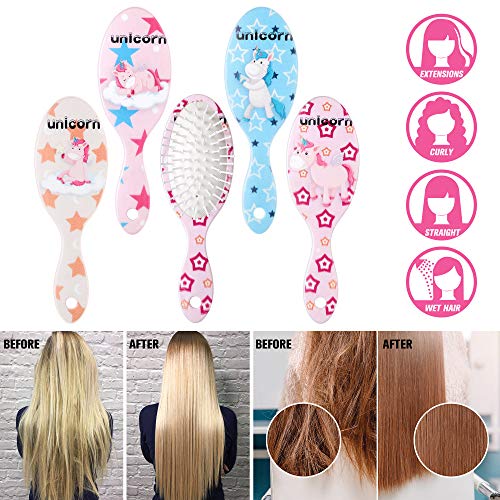 4 Pieces Unicorn Hair Brush Detangler Brush With Soft Flexible Bristles Anti-Static Massage Comb Hair Brush For Women Girls Christmas Valentine’s Day Giving, Curly Straight Long Or Short Hair #TOP4