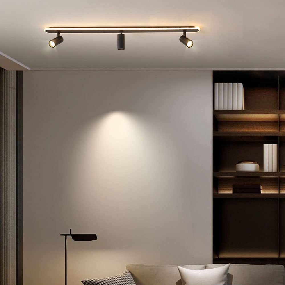 Faretti da soffitto Regolabili Kit di Illuminazione a Binario Fisso a LED Faretti direzionali Lampade d'accento Cucina Galleria Corridoio Faretti da soffitto Neri a 3 Teste A