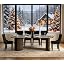 Walnut Table With 6 Black Chairs