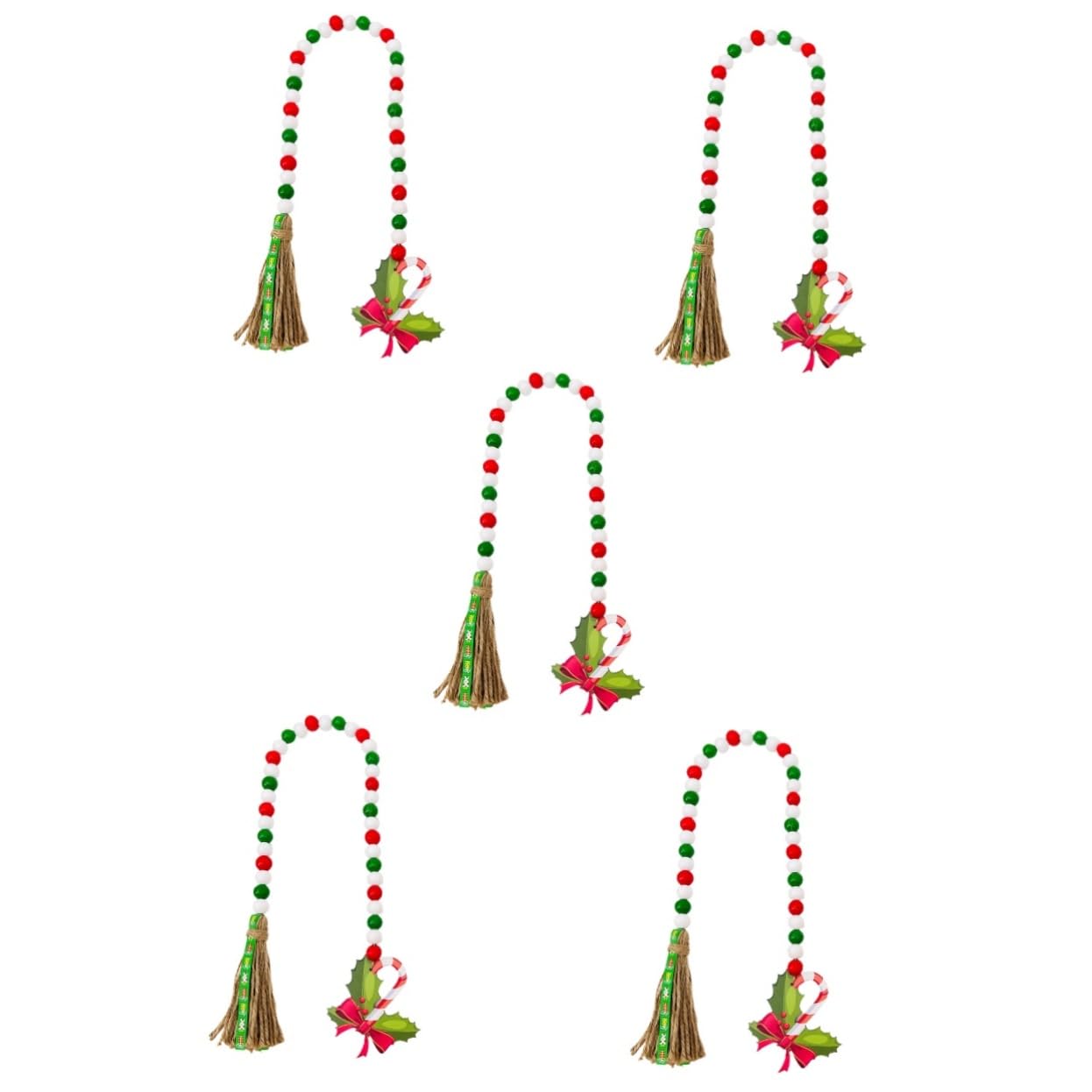 IMIKEYA 5 Stück Hängende Perlendekoration Weihnachtsperlen Girlanden Heimdekoration Holzperlengirlande Perlengirlande Mit Quaste Holzperlengirlande Quaste Perlenverzierung