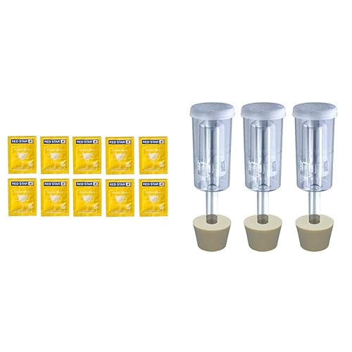 Red Star Red Star Premier Blanc Champagne Levadura paquete de 10 y Craft Brew-MF2B-UE2A 3 ct Airlock de 3 piezas con tapón 65 Juego de 3 Cilindro