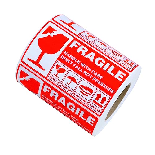 DOITOOL Fragile Sticker Labels 300pcs Handle Care Red White Shipping Moving Stickers No Tape Needed for Packaging
