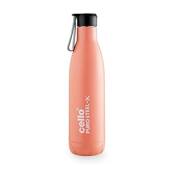 Cello Puro Steel-X Neo 900 Inner Steel Insulated Water Bottle 720ml, Orange | ISI Certified | PU Insulated | BPA Free, Leakproof | Hot & Cold Water Bottle for Office, School, Cycling, Gym & Travel - image, photos