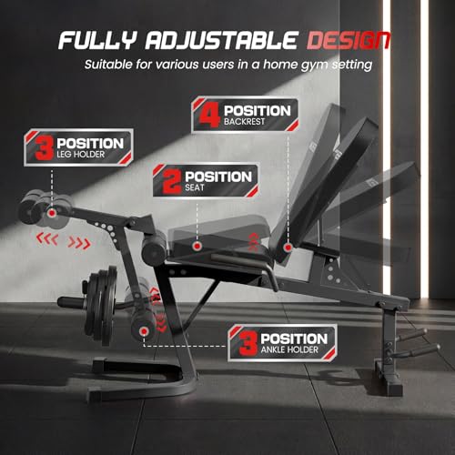 Image of ANCHEER Leg Extension and Curl Machine, Adjustable Leg Workout Machine for Lower Body Training, 880LB Capacity Plate Loaded Leg Developer for Quads, Hamstrings & Glutes, Home Gym Equipment
