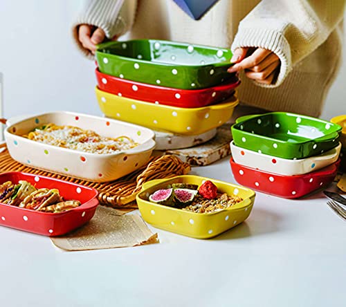 Qeeadeea Conjunto de assadeira quadrada pequena de 2, Panela de Torta de Cerâmica Colorida, Placa re