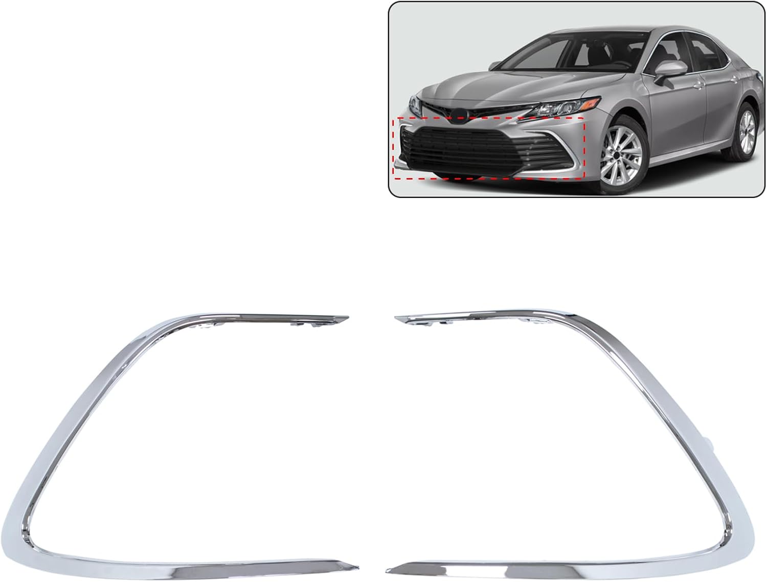 ApplianPar Front Left and Right Bumper Grille Grill Trim Molding for Toyota Camry LE XLE 2021-2022 Chrome