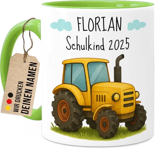 Tassenliebling® Schulkind 2025 Tasse personalisiert - Grün - Geschenk zur Einschulung - Traktor Tasse - Schultüte Füllung - Schulanfang Geschenke - Grundschule Vorschule Tassenliebling® Schulkind 2025 Tasse personalisiert - Grün - Geschenk zur Einschulung - Traktor Tasse - Schultüte Füllung - Schulanfang Geschenke - Grundschule Vorschule