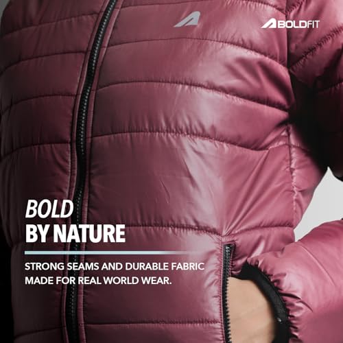 Image of Boldfit jacket for woman puffer winter jacket for woman standard length jackets for women stylish latest hooded winter wear jackets for women cozy jerkins for ladies