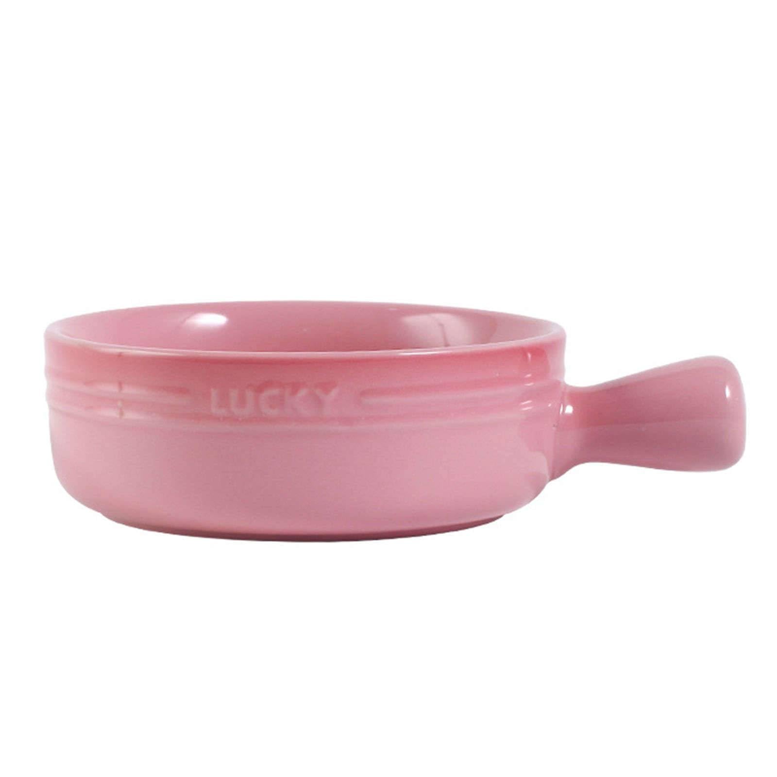 Bol à nouilles en céramique, Bol de nouilles instantanées en céramique, soupe avec poignée, Ramen simple for 1 personne, petit Pho, plat cuisson rond(Pink)
