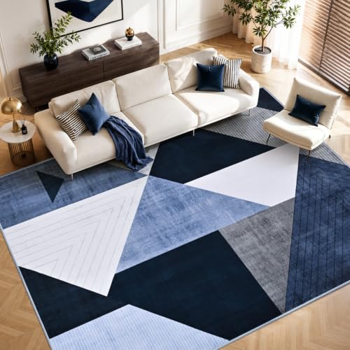 Yinhua Modern Geometric Area Rugs 8x10 Living Room Washable Rugs Non Slip