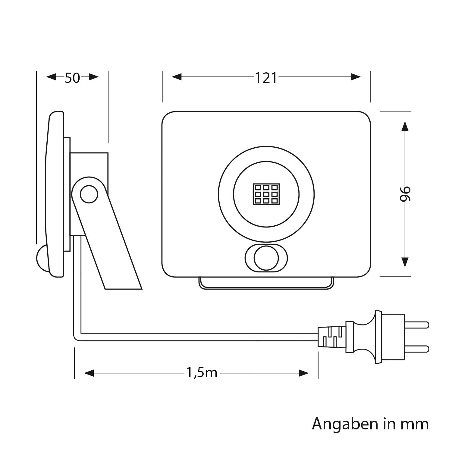 ledscom.de 3x LED Gartenstrahler WEGA für außen, IP44, Bewegungsmelder, Stecker, schwarz, 11,4 W, 944lm, warmweiß