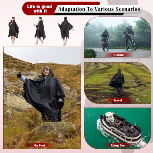 ODSPTER Regenponcho, Wasserdichter Regenponcho Eva Wiederverwendbarer Tragbarer Unisex-Regencape FüR Survive, Fahrrad, Wandern, Camping, Angeln,Fahrrad Wandern