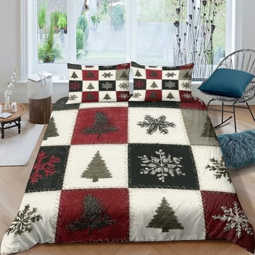 Housse de couette Noël 3D 220x240 patchwork drap de couette microfibre et taies - 4
