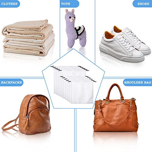 Woanger 10 Pieces Large Dust Cover Bag Polyester Cotton Breathable Bags Dustproof Drawstring Storage for Shoes Purses Travel Packing Luggage Organizer Home Storage, 2 Sizes 7