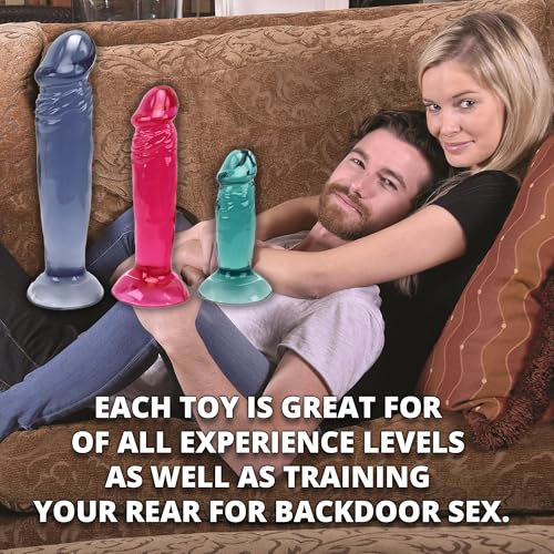 Image of Adam & Eve Booty Bumper Anal Dildos Plug Set, 3 Sizes for Beginners to Advanced, Realistic Flexible Trainer, Suction Cup Base, Hands Free Play, TPE, Waterproof, Durable, Comfortable Backdoor Pleasure