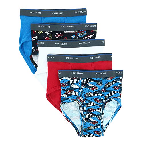 Fruit of the Loom Boys 5-Pack Print/Solid Fashion Brief, S Multicolor