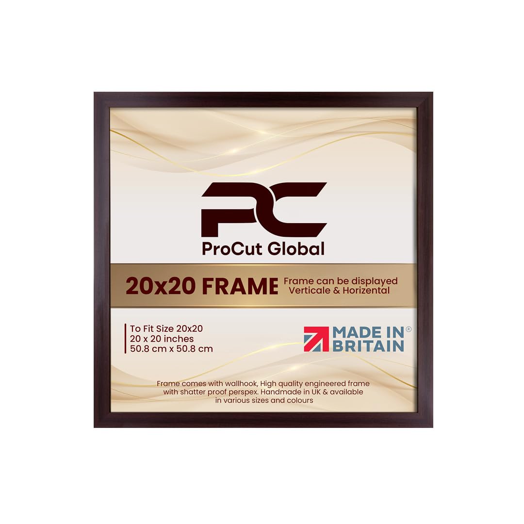 Procut Global 20X20 Rose Wood Picture Frames - Modern Wooden Photo Frame with Shatterproof Perspex for Wall or Tabletop - Perfect for Posters, Certificates, Prints - Sizes & Colors Available
