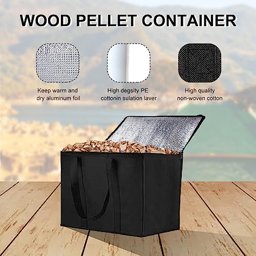3 Pcs Wood Pellet Storage Containers, 20LBs Waterproof Smoker Charcoal Storage Dispenser Smoking Wood Chips Container Wood Pellet Storage Bucket for Campping, Grill, Outdoor