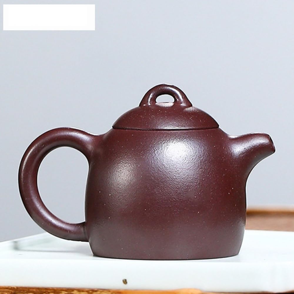 Tetera de arcilla púrpura de 120 ml, olla hecha a mano, mineral crudo, hervidor de barro púrpura con filtro, tetera multifuncional china Zisha contenedor para preparar té