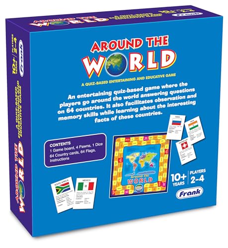 Image of Frank Around The World Board Game for Kids 10+ Years & Adults | Fun & Educational Brain Booster Family Game | Unmatched Quality Geography Game for Focus & Memory | Explore World Countries & Flags