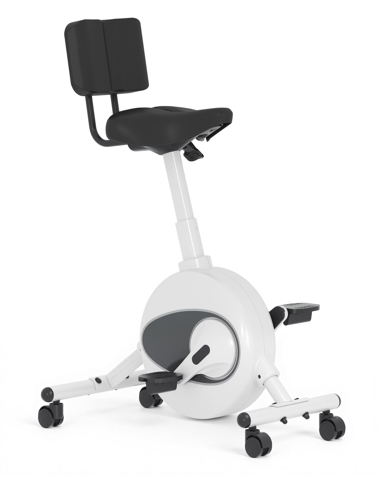 FLEXISPOT Space Saving Under Desk Bike with Adjustable Back Support Oversized Bike Seat Cushion, Exercise Bikes for Home Office Living Room Working Exercising, Indoor Leg Pedal Exerciser, V8 White