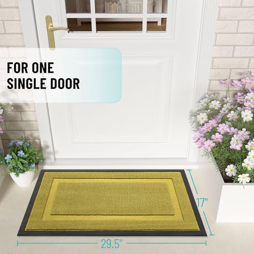 Image of OLANLY Front Door Mat Indoor Outdoor Entrance, Waterproof All-Season, All-Weather Doormat, Sturdy Natural Rubber, Low Profile, Easy Clean Patio Porch Entryway Mat, 29.5x17, Lime Green