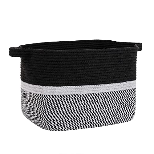 CHICVITA Rectangle Woven Rope Basket, Decorative Shelf Basket for Towel, Cloth, Books, Small Cube Basket for Shoes, Medium Dog Toy Storage Basket for Entryway, Living Room, 13.5" x 11" x 9.5" CHICVITA Rectangle Woven Rope Basket, Decorative Shelf Basket for Towel, Cloth, Books, Small Cube Basket for Shoes, Medium Dog Toy Storage Basket for Entryway, Living Room, 13.5" x 11" x 9.5"