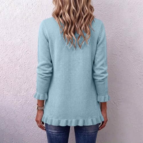 OTSANT Womens Knit Cardigan Sweater Ruffle Trim Long Sleeve Casual Top - image 7