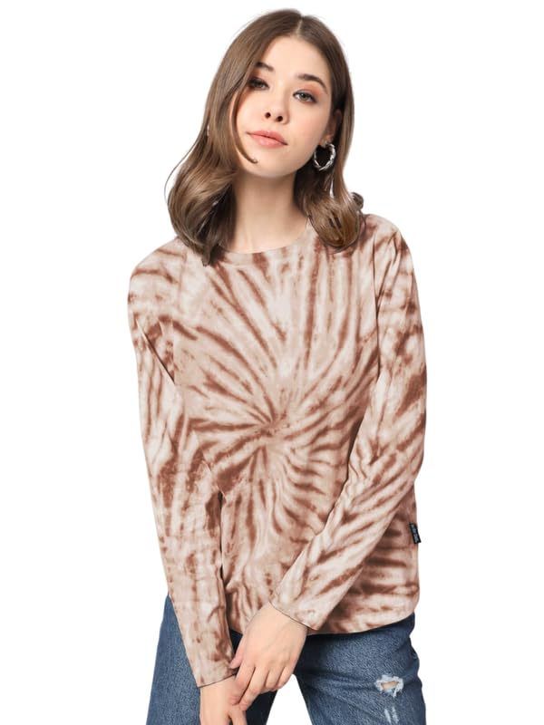 Image of THE DRY STATE Women's Multicolour tie dye Full Sleeves t-Shirt