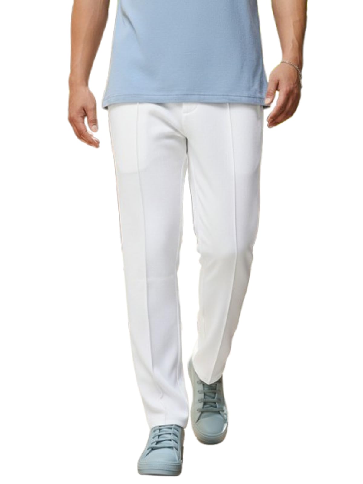 savayo Men's Wide Leg Track Pants - Korean Streetwear Flared Joggers, Loose Fit Baggy Trousers, Multicolor Lycra Relaxed Fit Bootcut Sweatpants-picture-46
