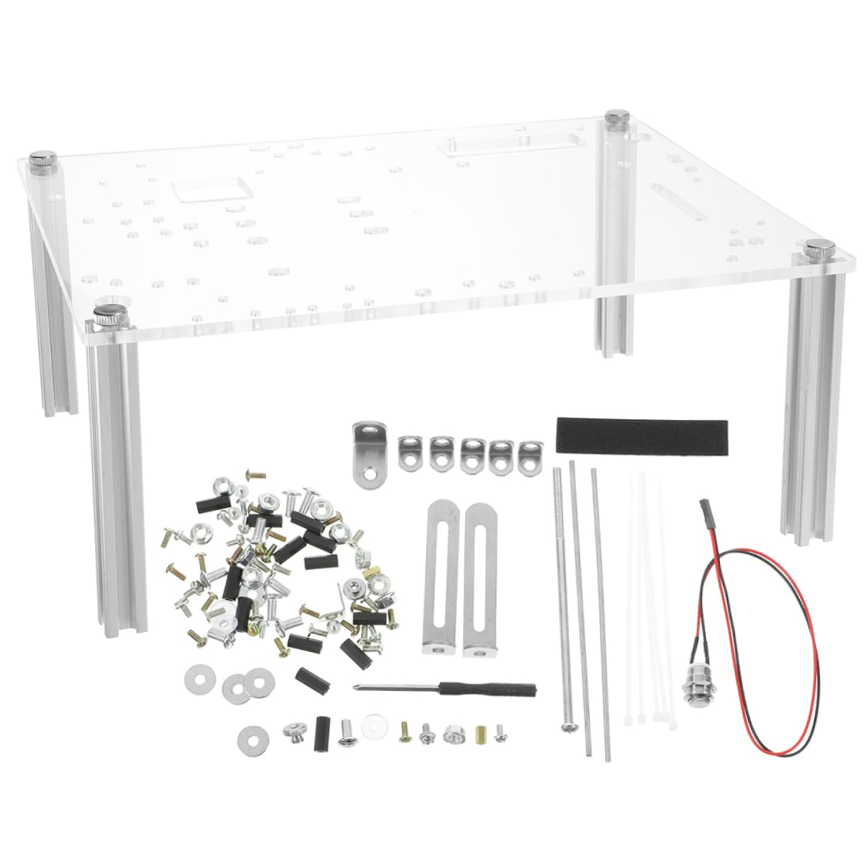 Uonlytech Staffa Per Case Pc Aperto Matx, Supporto Telaio Computer Robusto e Ventilato, Base Trasparente Per Banco Di Desktop, Facile Installazione Per Appassionati Fai-da-te