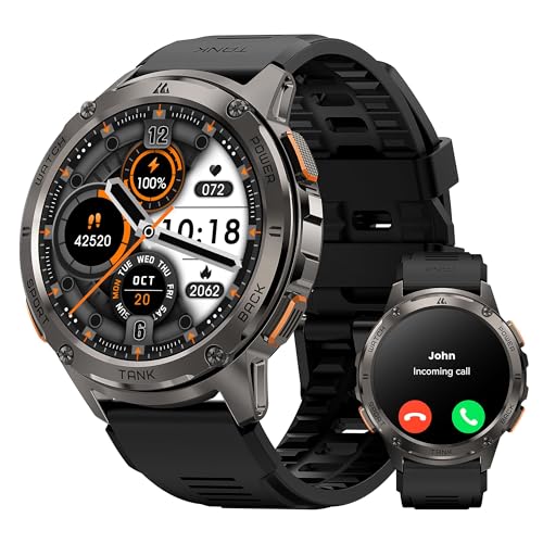 KOSPET Smart Watch for Men, 60 Days Extra-Long Battery, 50M Waterproof for Swimming, Rugged Military Full Metal Body Smartwatch, 1.43” AMOLED Always-On Fitness Watch(Answer/Make Calls) AI Vo