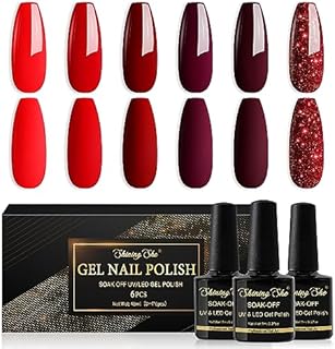 Shining She Gel Nail Polish, 6 Colours Nude Pink Champagne Glitter Gold Pastel Gel Polish Set Soak-Off UV/LED Nail Polish Gel Gift for Nail Art Salon DIY Home, 8ML