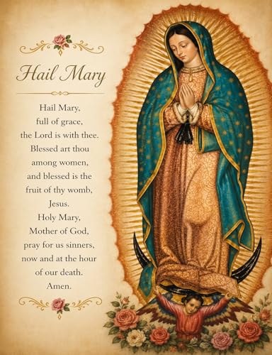Hail Mary Prayer Flexible Refrigerator Magnet, Our Lady of Guadalupe,