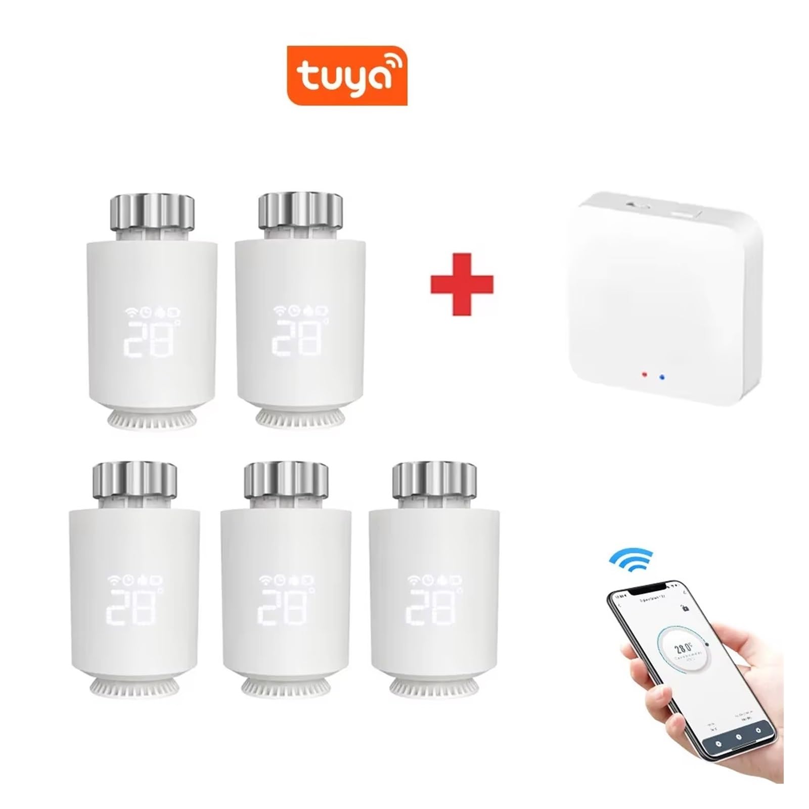 Siłownik Grzejnikowy Tuya, Termostat, Inteligentny Zawór Termostatyczny TRV, Regulator Temperatury, Wsparcie Techniczne Informacja O ZgodnośCi(2 PCS No Gateway)