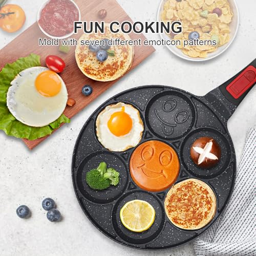 RANX INGST 7-Loch Pancake Pfanne für Induktion, Abnehmbarer Griff, Schwarz – Ansicht 3