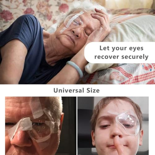 2 Stück Transparent Augenklappen, Bequeme Augenschutz nach Operationen mit Klebeband, Atmungsaktiv Augenklappe für Augenchirurgie Abdeckung
