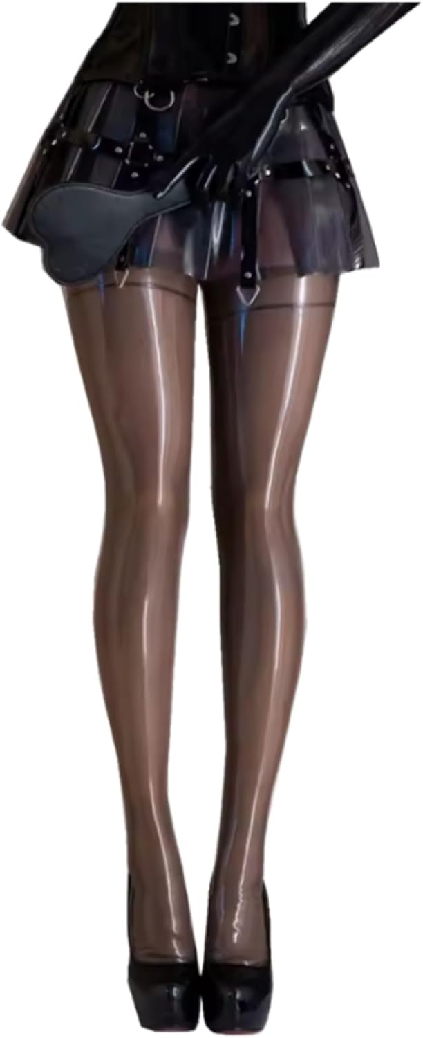 Latex Men Women Clear Black Long Stockings Cross-Dressing Rubber Fetish Lingerie Handmade Costumes