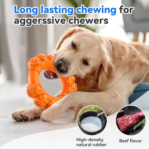 Indestructible Chew Toys for Aggressive Medium Large Dogs - Puppy Teething Rings, Interactive & Heavy Duty