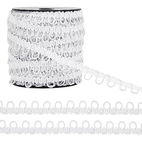 PH PandaHall 25M White Braid Trim with Loops Cover