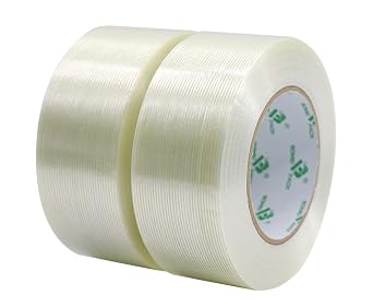 BOMEI PACK Filament Strapping Tape, 5.3 Mil 2 Inch x 60 Yards, Heavy Duty Reinforced Fiberglass Packing Tape, 2 Pack