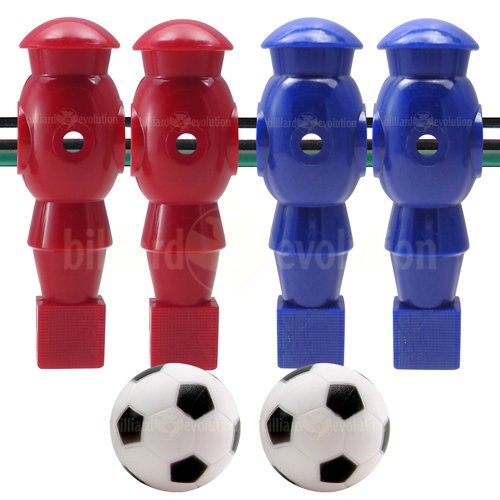 4 Red and Blue Robotic Foosball Men and 2 Soccer Balls