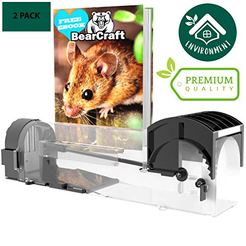BearCraft 2er Packung Lebend Mausefalle mit **GRATIS eBook** | Transparente und Wiederverwendbare Rattenfalle | Nagetierfalle mit Belüftungslamellen für effizienten Fangerfolg