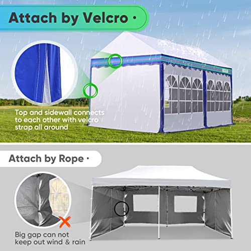 Quictent 10'X20’ Pop Up Canopy Party Tent With 6 Removable Sidewalls, Anti-Pooling Waterproof Heavy Duty Commercial Instant Outdoor Wedding Event Shelter -6 Sand Bags & Wheeled Bag Included (White) #TOP3
