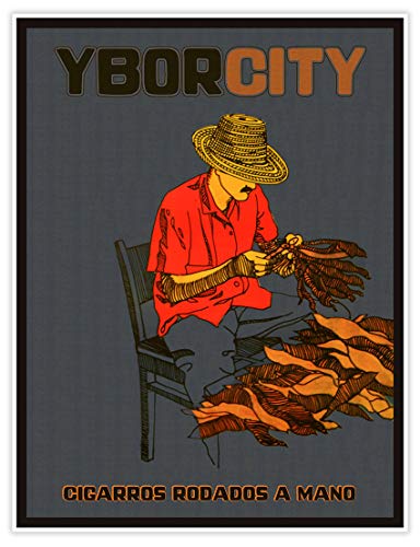 YBOR CITY Cigars of Tampa, Florida - Cigarros Rodados a Manos Travel Print | Art Poster Vintage Wall Decor | 18 x 24 inches (458 x 610 mm)
