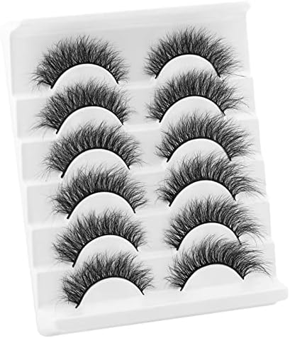 KOUSEI False Eyelashes Wispy Cat Eye Fake Eyelashes Faux Mink Lashes Pack Natural Eyelashes Soft Lightweight Reusable Handmade Lashes 6 Pairs Multipack